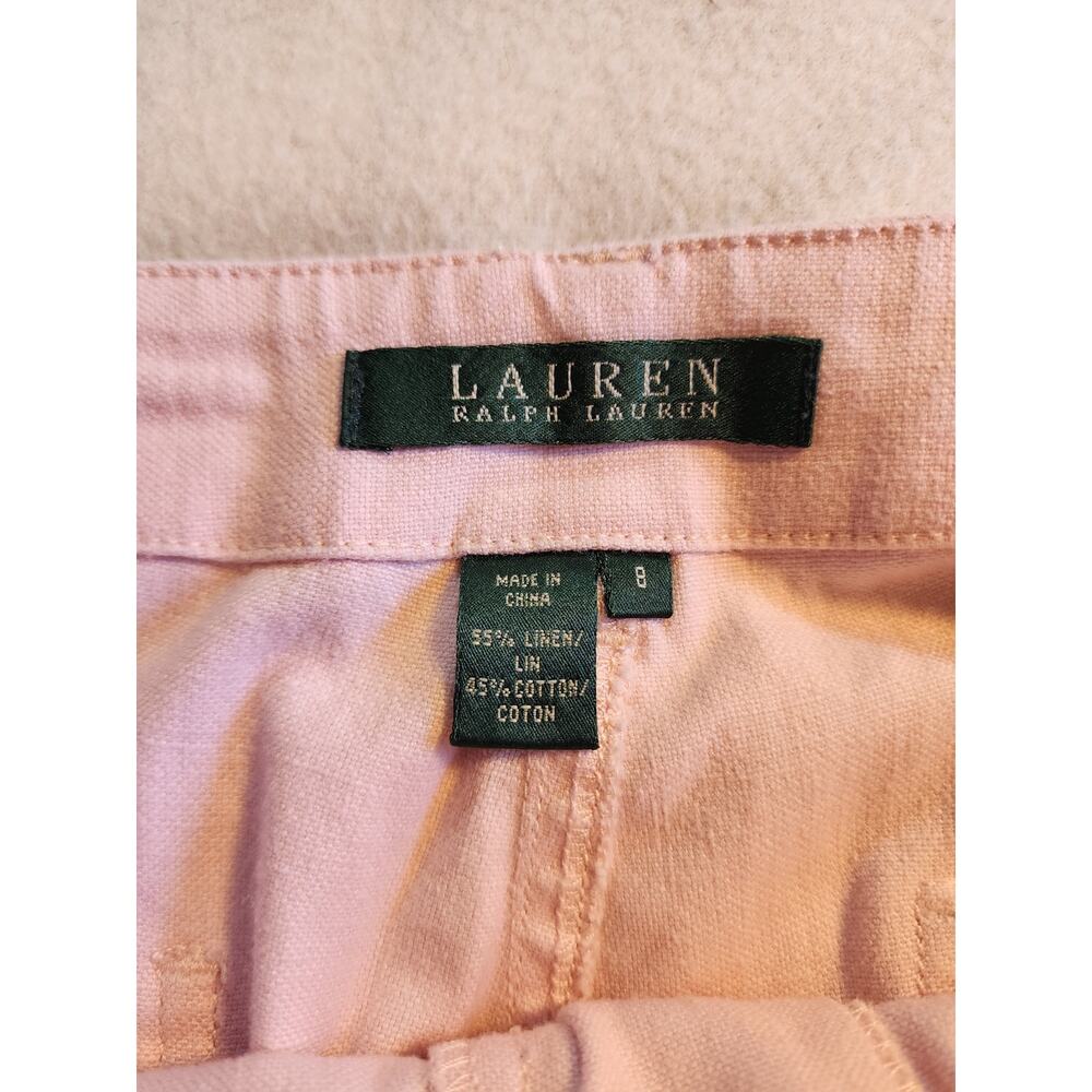Lauren Ralph Lauren Blush Pink Linen Blend Pants 8 Straight Leg Trousers Resort - Picture 3 of 7
